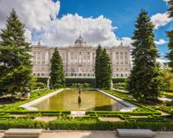 There is a beautiful garden outside the palace which is divided into three parts the Cabo Noval Gardens, the Central Gardens, and the Lepanto Gardens There is a beautiful garden outside the palace which is divided into three parts the Cabo Noval Gardens, the Central Gardens, and the Lepanto Gardens.